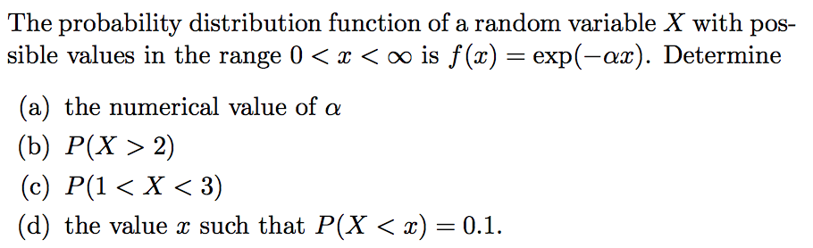 Solved The probability distribution function of a random | Chegg.com