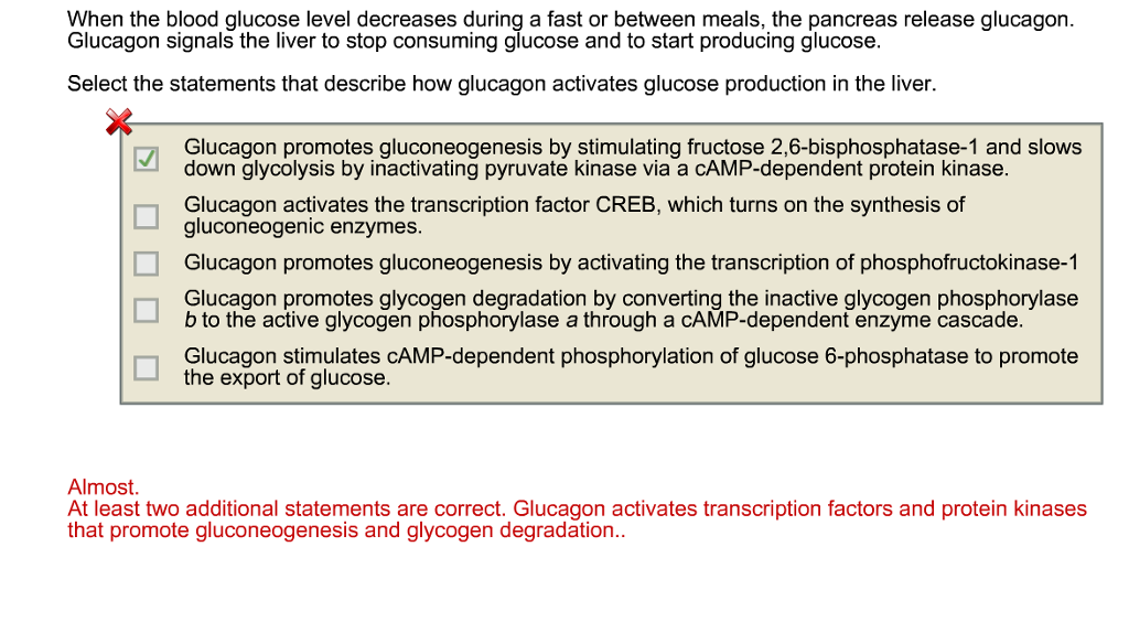 Solved When the blood glucose level decreases during a fast