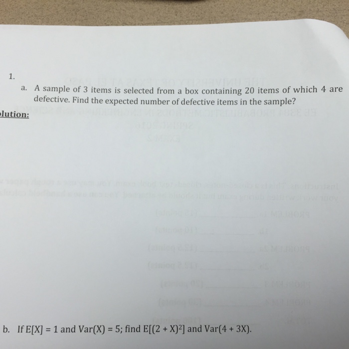 Solved A sample of 3 items is selected from a box containing