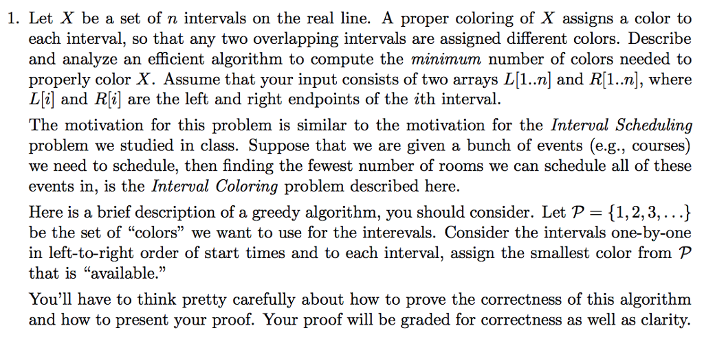Solved 1. Let X be a set of n intervals on the real line. A | Chegg.com