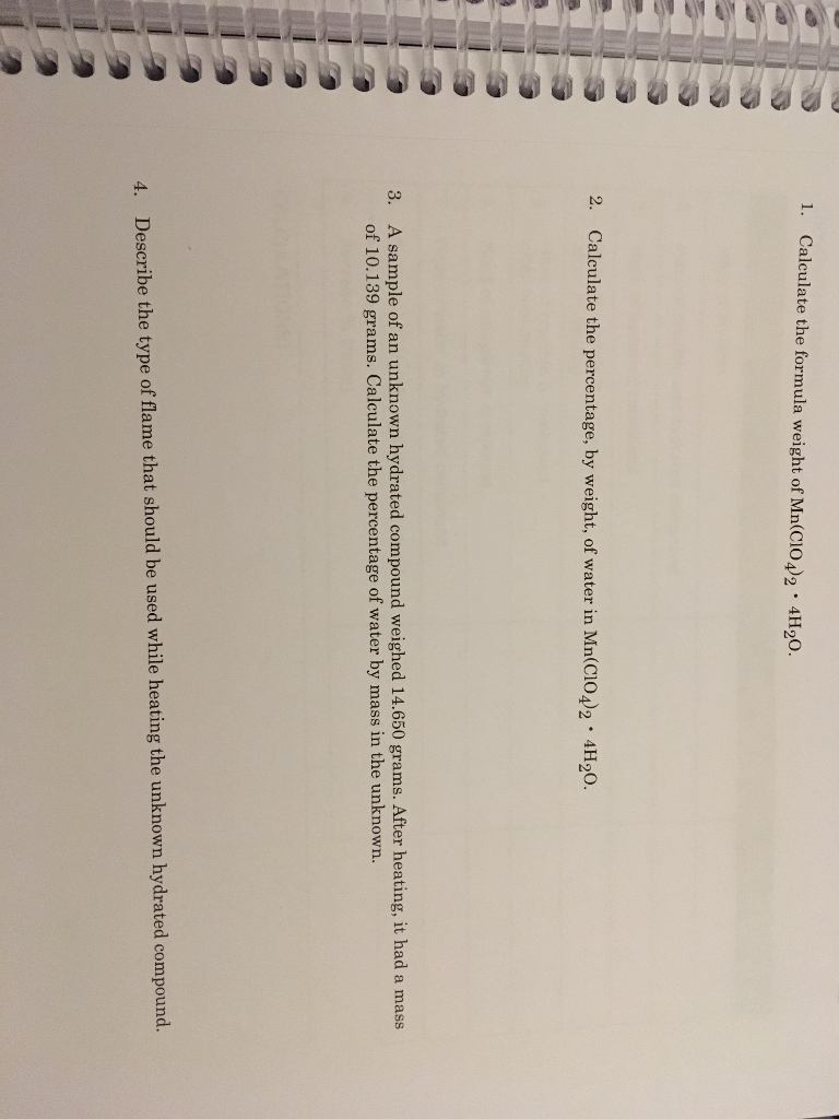 Solved Calculate the formula weight of Mn(ClO_4)_2 middot 4 | Chegg.com