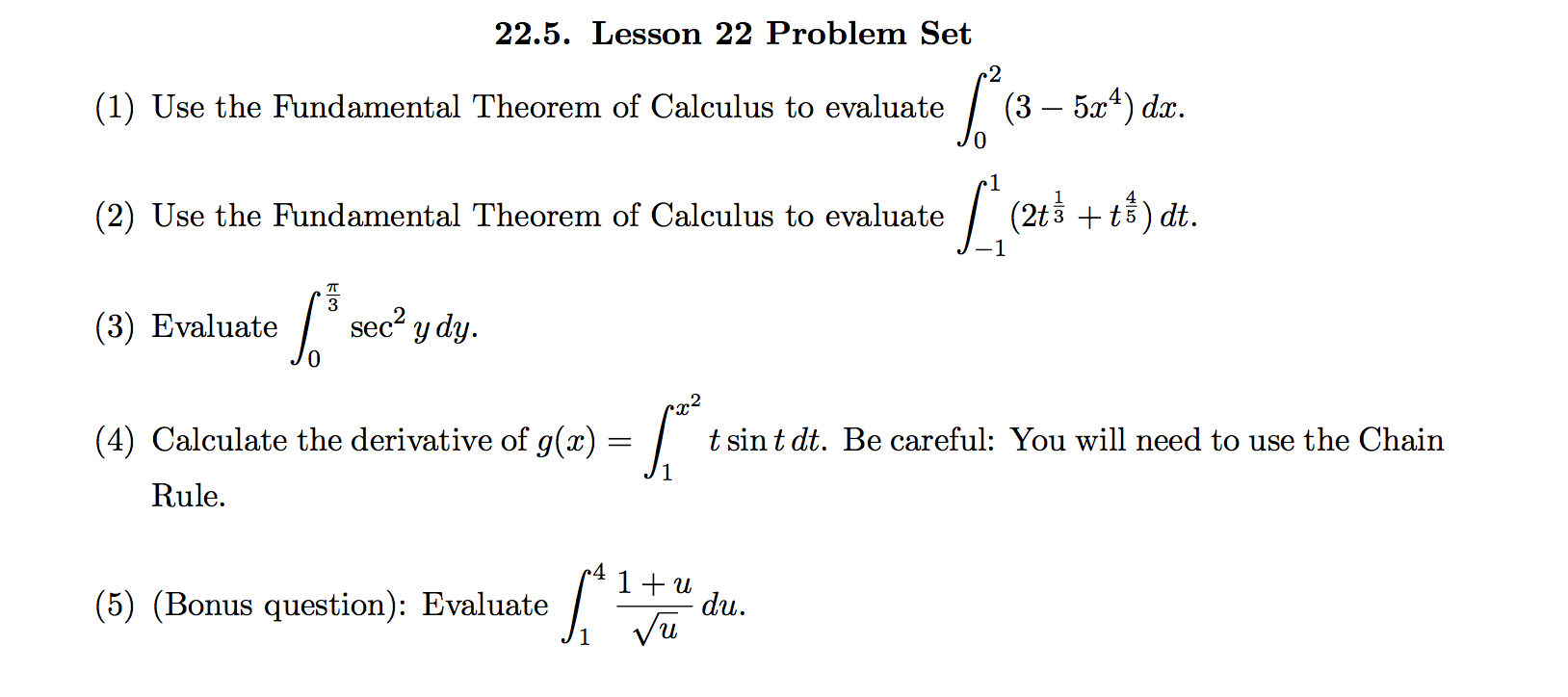 Solved 22.5. Lesson 22 Problem Set (1) Use the Fundamental | Chegg.com