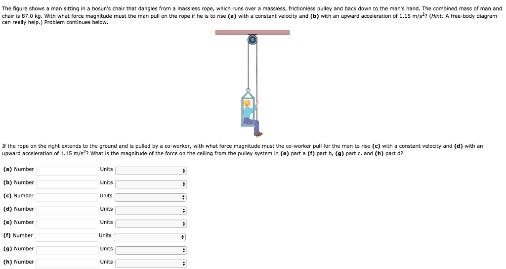 Solved The figure shows a man sitting in a bosun's chair