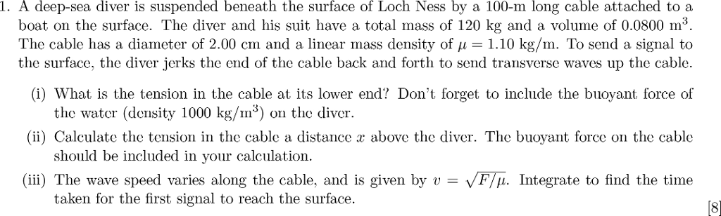 Solved A deep-sea diver is suspended beneath the surface of | Chegg.com