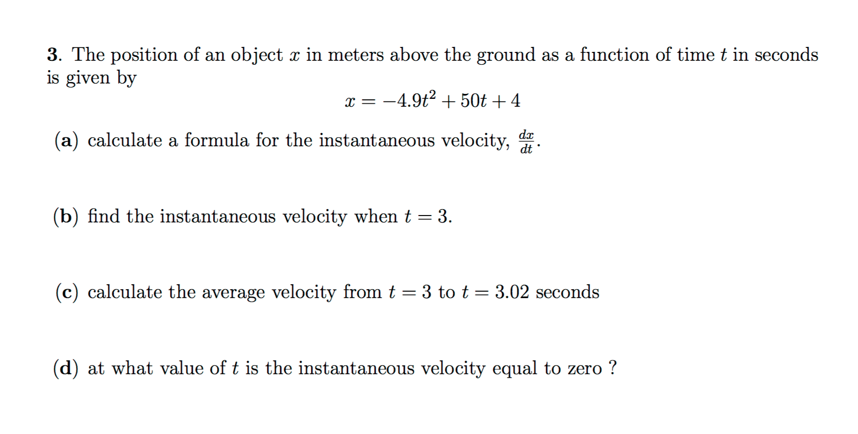 solved-the-position-of-an-object-x-in-meters-above-the-chegg