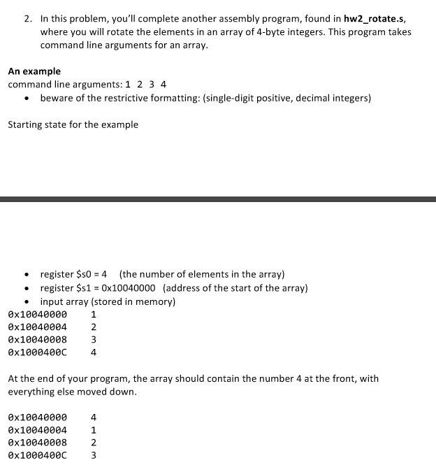 Solved MIPs question: Rotate the elements in an array of | Chegg.com