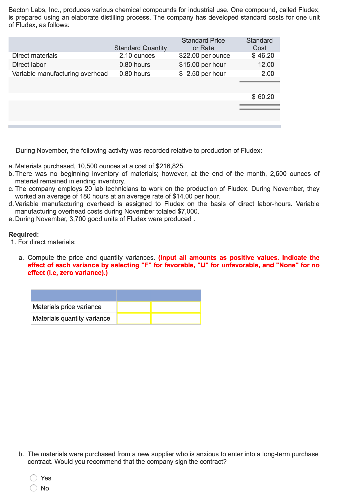 Solved Becton Labs Inc Produces Various Chemical Chegg