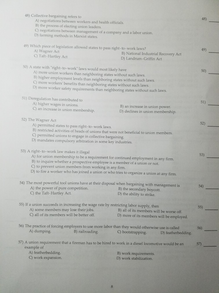 Solved 48) Collective bargaining refers to 48) A) | Chegg.com