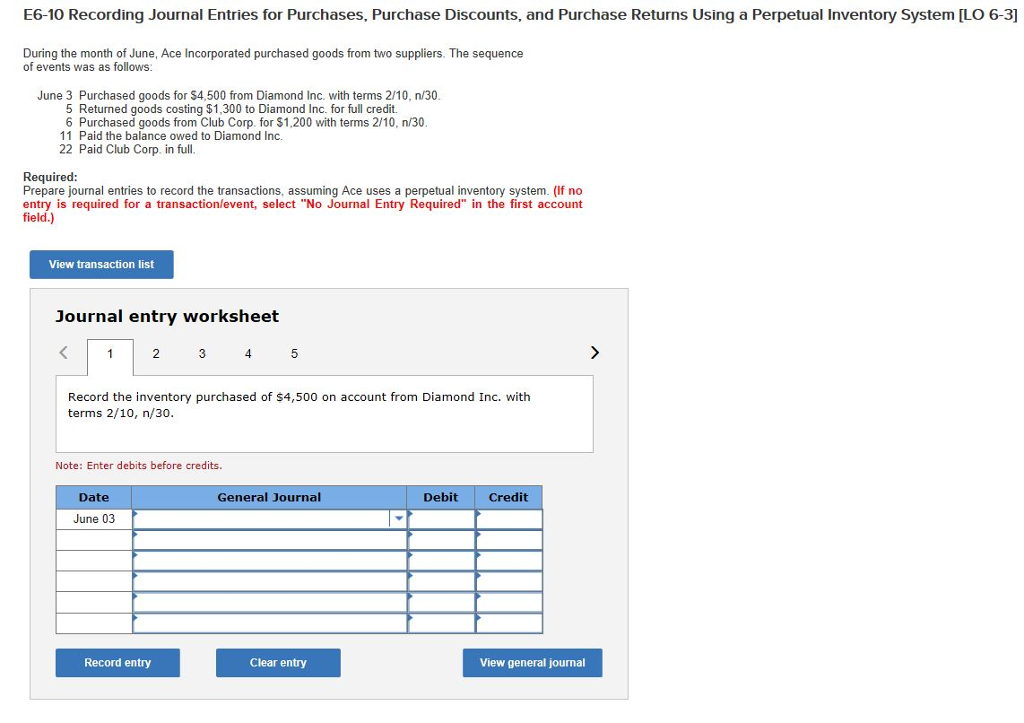 Solved E610 Recording Journal Entries for Purchases,