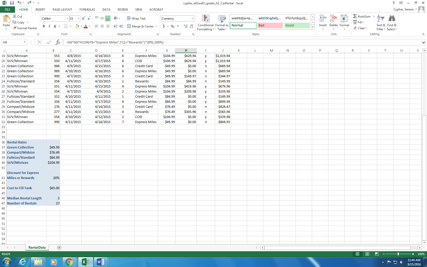 Solved cypher_e02ws03_grader_hl_CarRental - Excel INSE PAGE | Chegg.com