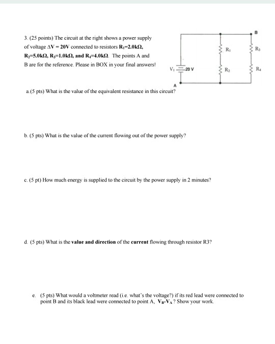 Solved 3. (25 points) The circuit at the right shows a power | Chegg.com