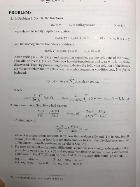 Solved PROBLEMS 1. In Problem 3, Sec. 34, the functions 140 | Chegg.com