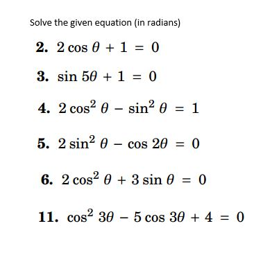 Solved Solve the given equation (in radians) 2 cos theta + | Chegg.com