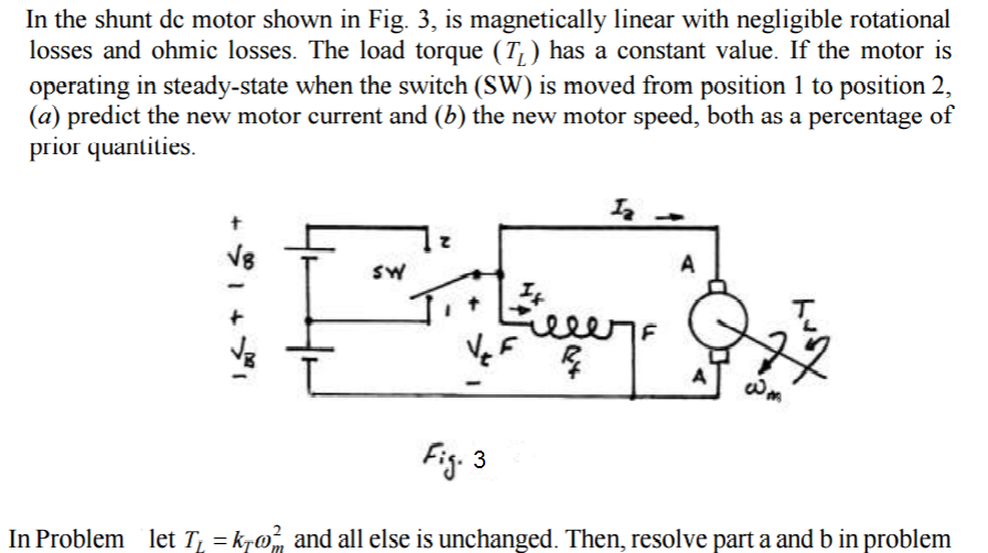 Solved In the shunt dc motor shown in Fig. 3, is