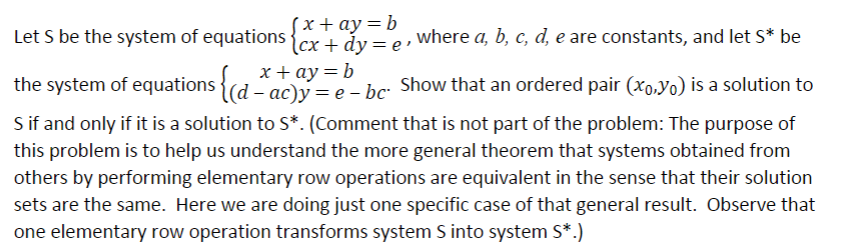 Solved Let S Be The System Of Equations Where A, B, C, D, E | Chegg.com ...