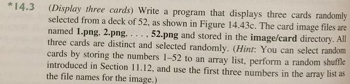 Solved (Display three cards) Write a program that displays | Chegg.com