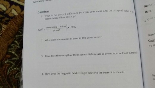 Solved Questions your value and the accepted value 1 is the | Chegg.com