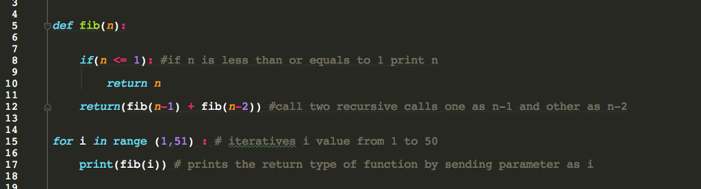 Solved a def fib(n): if(n