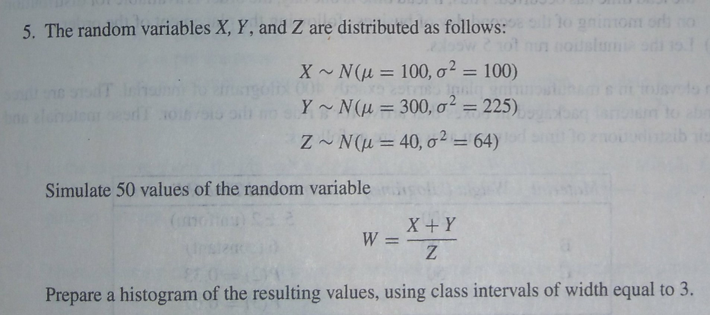 Solved 5. The random variables X, Y, and Z are distributed | Chegg.com