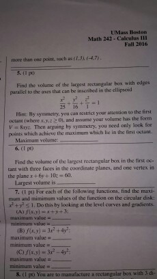 Solved UMass Boston Math 242 Calculus III Fall 2016 4.7 Chegg