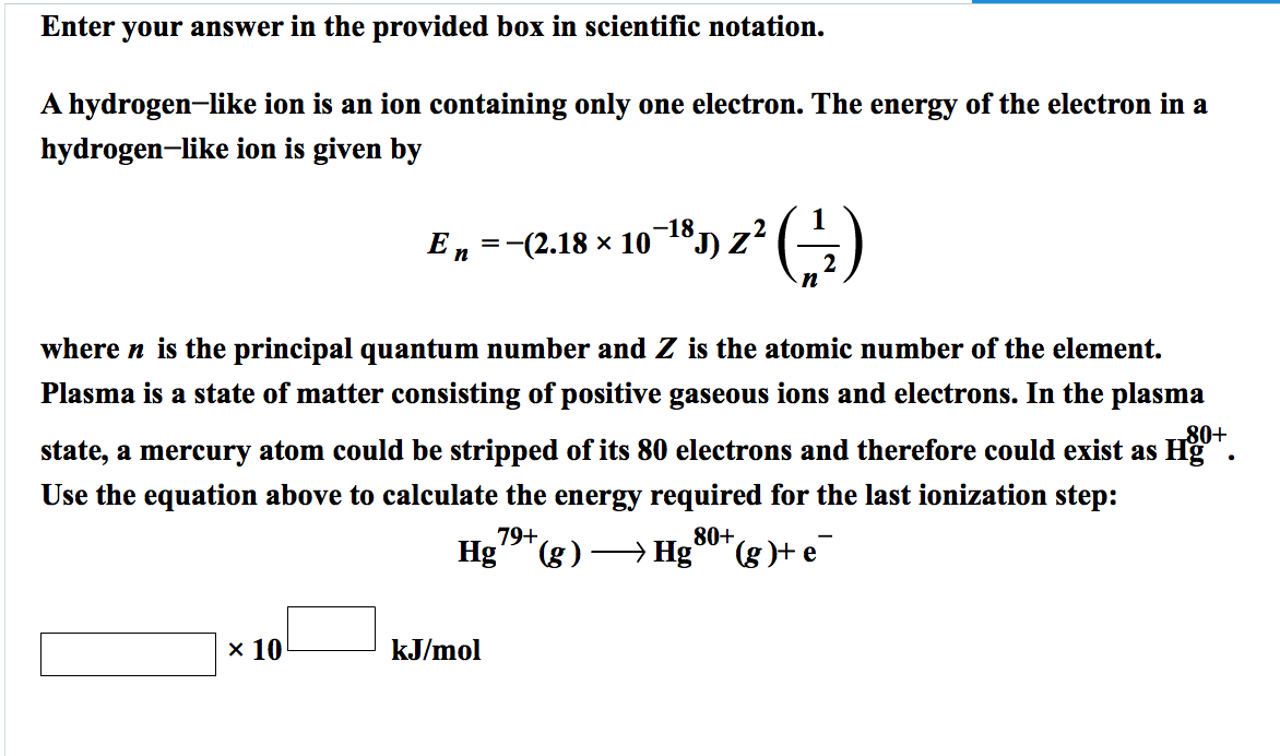 Solved Enter your answer in the provided box in scientific | Chegg.com