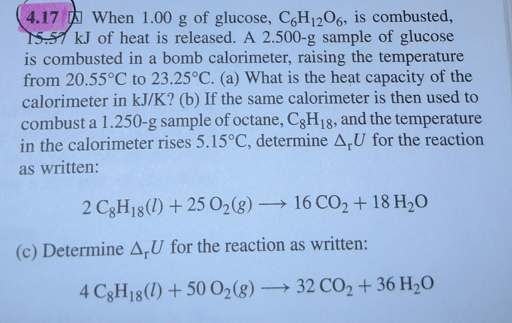 Solved When 1.00 g of glucose, C_6H_12O_6, is combusted, | Chegg.com