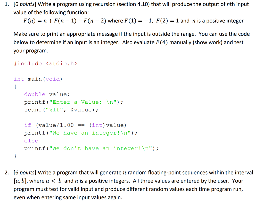 Solved 6 Points Write A Program Using Recursion section Chegg