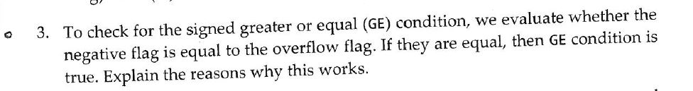 Solved To check for the signed greater or equal (GE) | Chegg.com