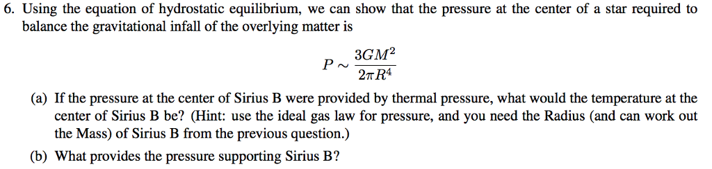 Solved 6. Using the equation of hydrostatic equilibrium, we | Chegg.com