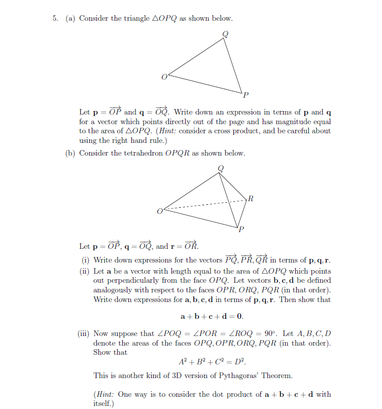 Solved Consider the triangle AOPQ as shown below. Let p = | Chegg.com