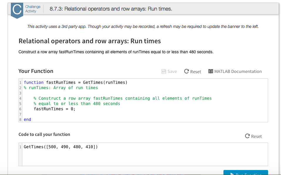 Solved Challenge 8.7.2 Relational operators and row arrays