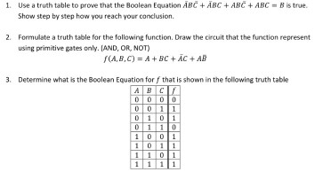 Solved 1. Use a truth table to prove that the Boolean | Chegg.com