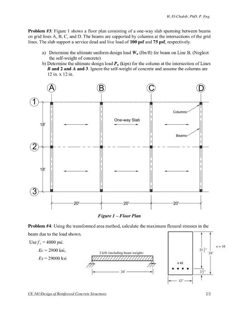 Solved H. El-Chahib, PhD, P. Eng Problem #3: Figure 1 shows | Chegg.com