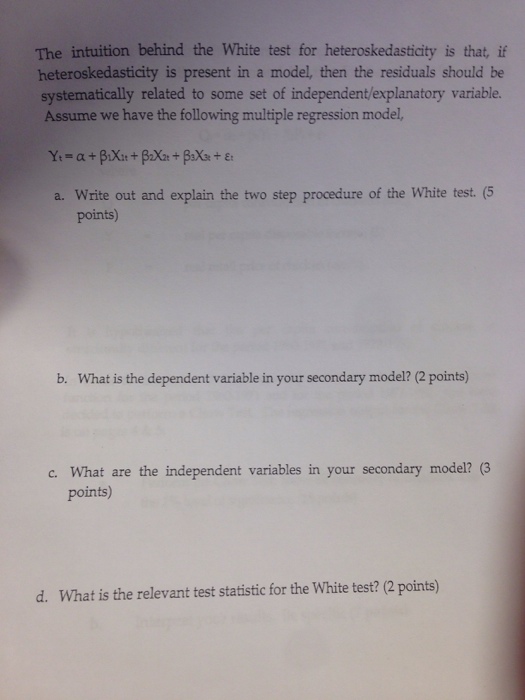 Solved The intuition behind the White test for | Chegg.com
