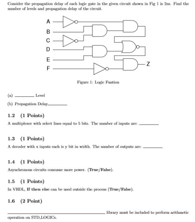 Solved Consider the propagation delay of each logic gate in