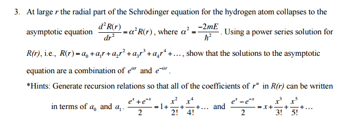 Solved At large r the radial part of the Schrodinger | Chegg.com
