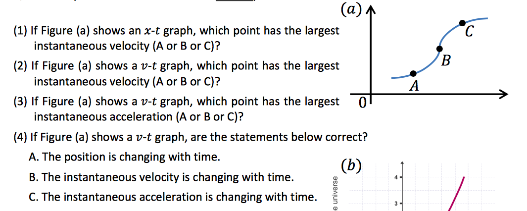 Solved If Figure (a) shows an x-t graph, which point has the | Chegg.com