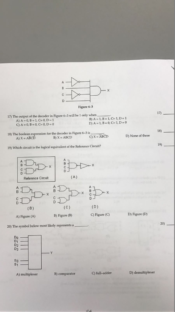 Solved Figure 6-3 17) The output of the decoder in Figure | Chegg.com