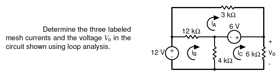 Solved Determine the three labeled mesh currents and the | Chegg.com