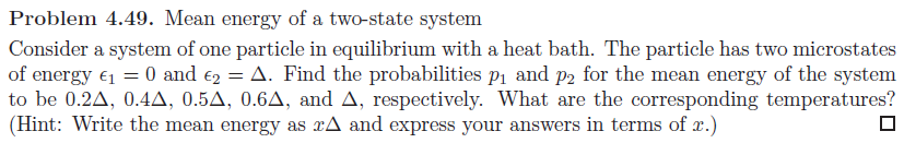 Solved Mean energy of a two-state system Consider a system | Chegg.com