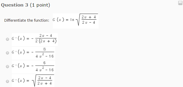 Solved Differentiate the function: G(U) = In Squareroot 2u + | Chegg.com