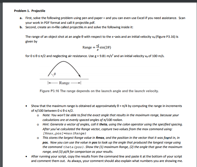 Projectile Math Work Problem Solved Problem 1. Projectile First, solve the following | Chegg.com