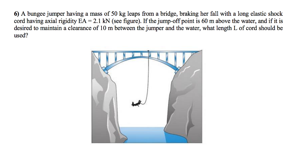 Solved A bungee jumper having a mass of 50 kg leaps from a