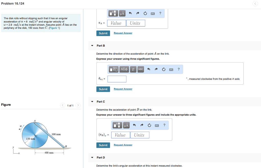Solved Problem 16.124 The disk rolls without slipping such | Chegg.com