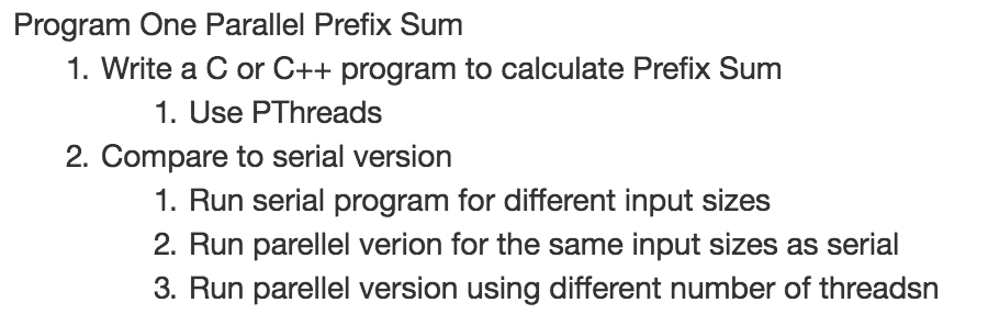 Solved Program One Parallel Prefix Sum Write a C or C++ | Chegg.com