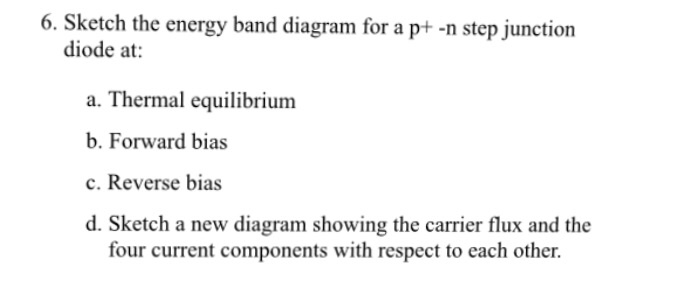 Solved Sketch the energy band diagram for a p+ -n step | Chegg.com