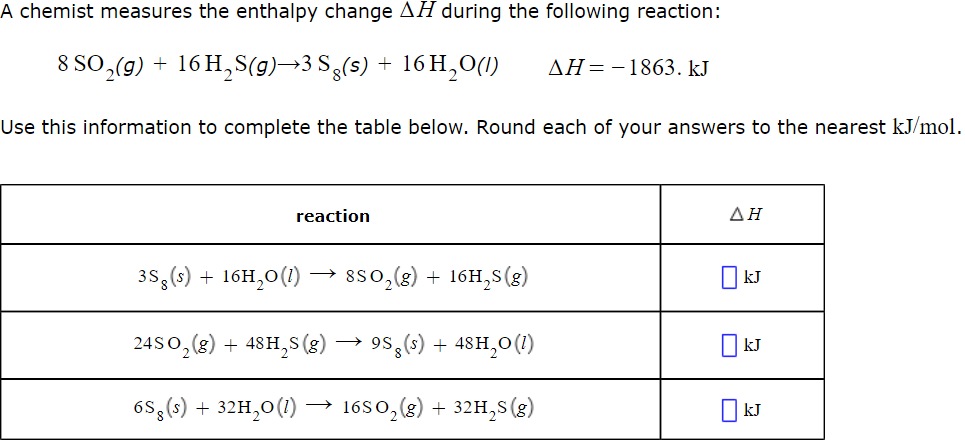 Solved A chemist measures the enthalpy change ?? during the | Chegg.com