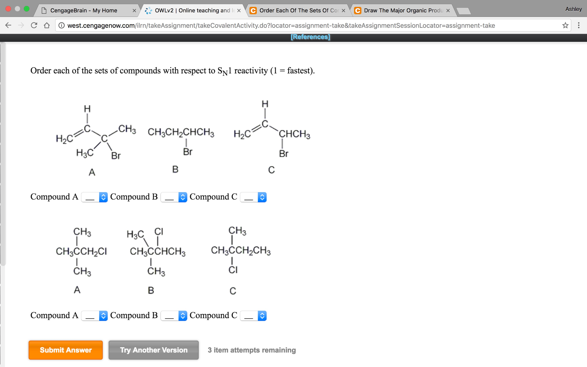 Solved Order Each Of The Sets Of Compounds With Respect To | Chegg.com