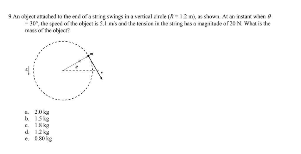 Solved 9.An object attached to the end of a string swings in