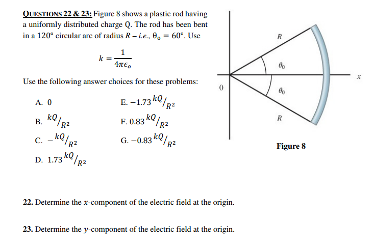 Solved QUESTIONS 22 &23: Figure 8 shows a plastic rod having | Chegg.com